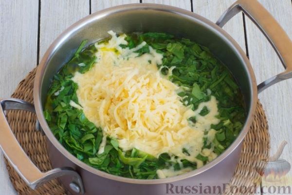 Суп из шпината с сыром и молоком